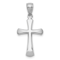 10K White Gold Polished Beveled Cross w/ Round Tips Charm-10K8523W