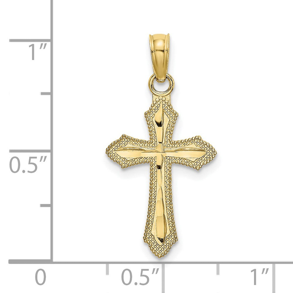 10K D/C w/ Beaded Edge Cross Charm-10K8526