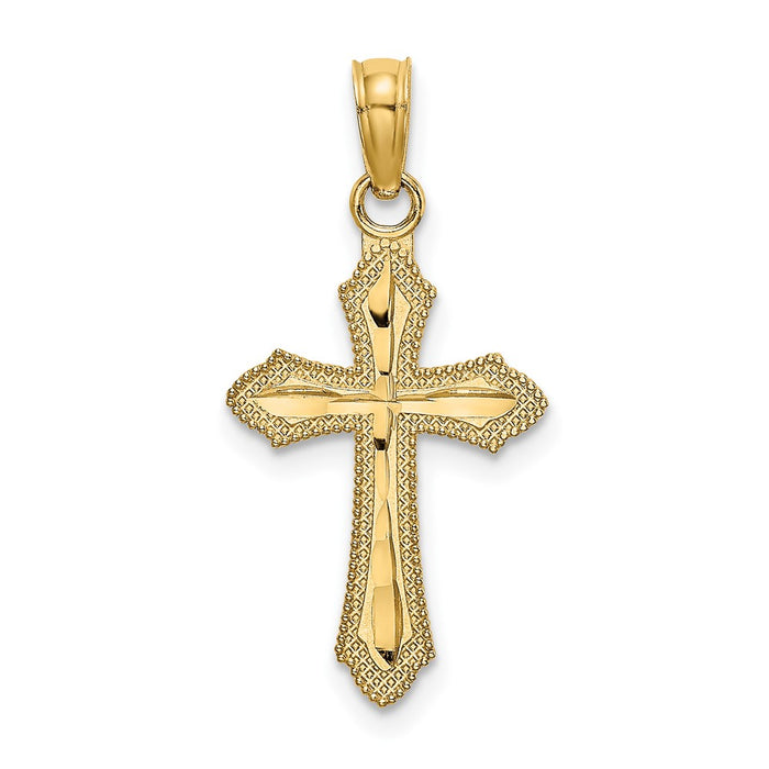 10K D/C w/ Beaded Edge Cross Charm-10K8526