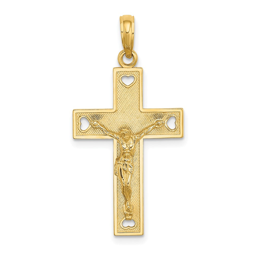 10K Cut-Out Heart I LOVE JESUS Crucifix Charm-10K8528