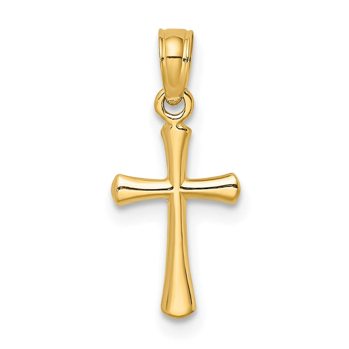 10K Polished Beveled Cross w/ Round tips Charm-10K8539