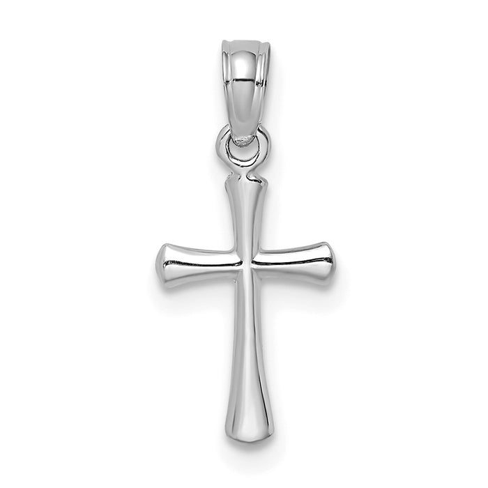 10K White Gold Polished Beveled Cross w/ Round tips Charm-10K8539W