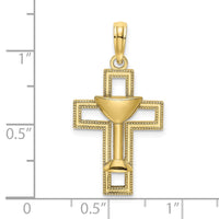 10K Polished Cross W/ Communion Cup Charm-10K8546