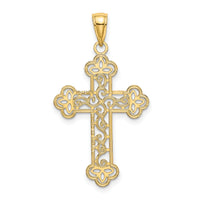 10K Textured  Beaded Edge Cross Charm-10K8547