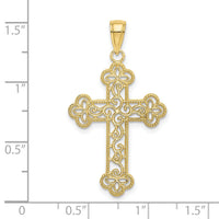 10K Textured  Beaded Edge Cross Charm-10K8547