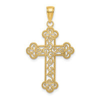 10K Textured  Beaded Edge Cross Charm-10K8547