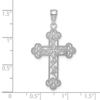 10K White Gold Textured  Beaded Edge Cross Charm-10K8547W