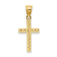 10K Beaded and Polished Cross Charm-10K8548