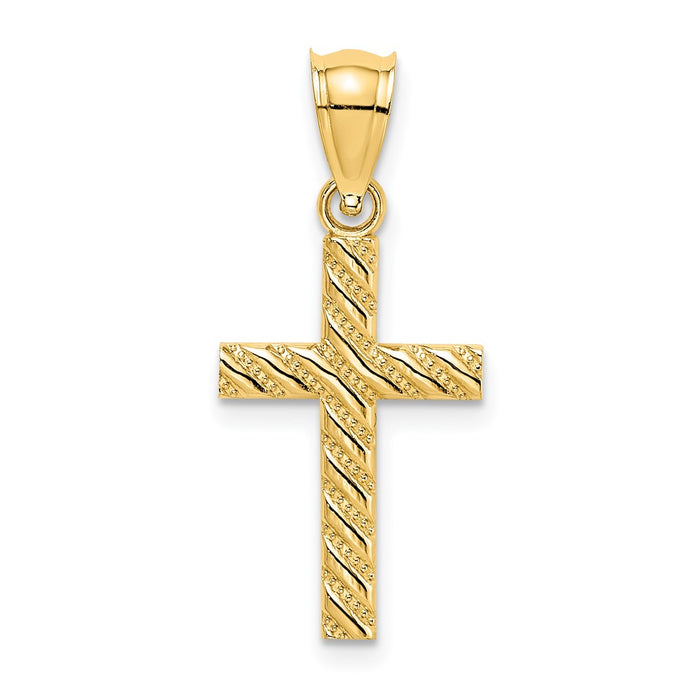 10K Beaded and Polished Cross Charm-10K8548