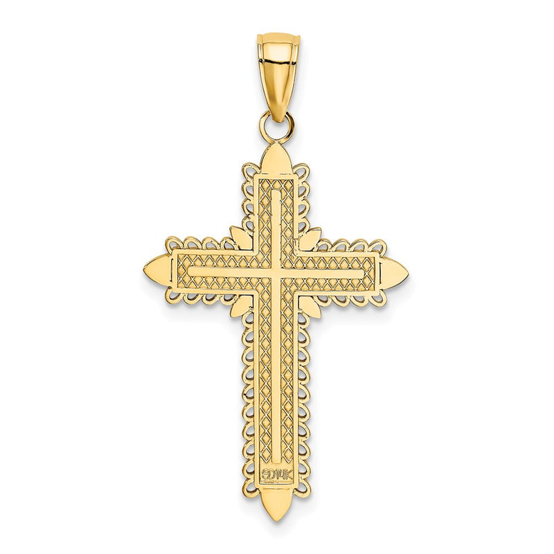 10K w/ Lace Border Cross Charm-10K8550