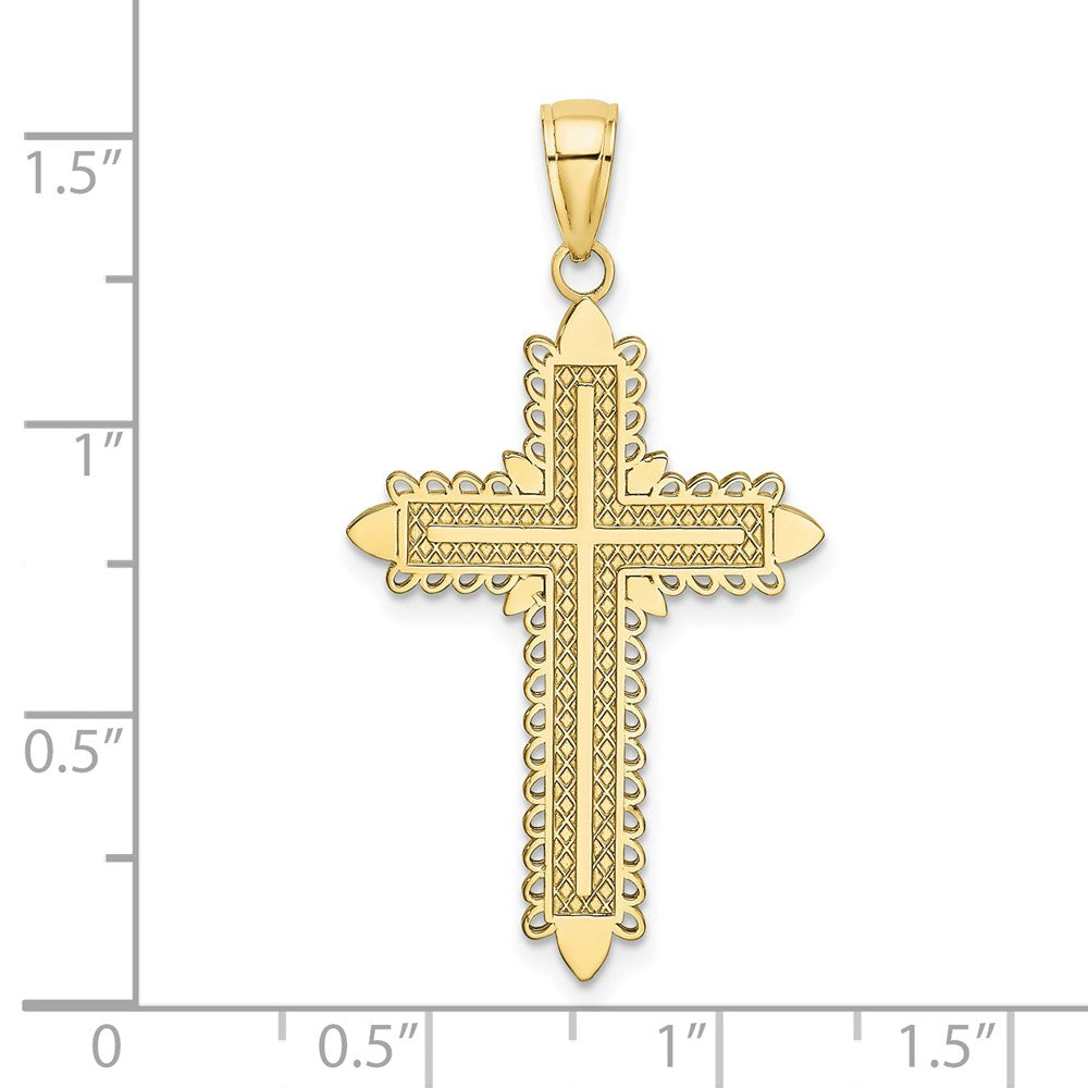 10K w/ Lace Border Cross Charm-10K8550