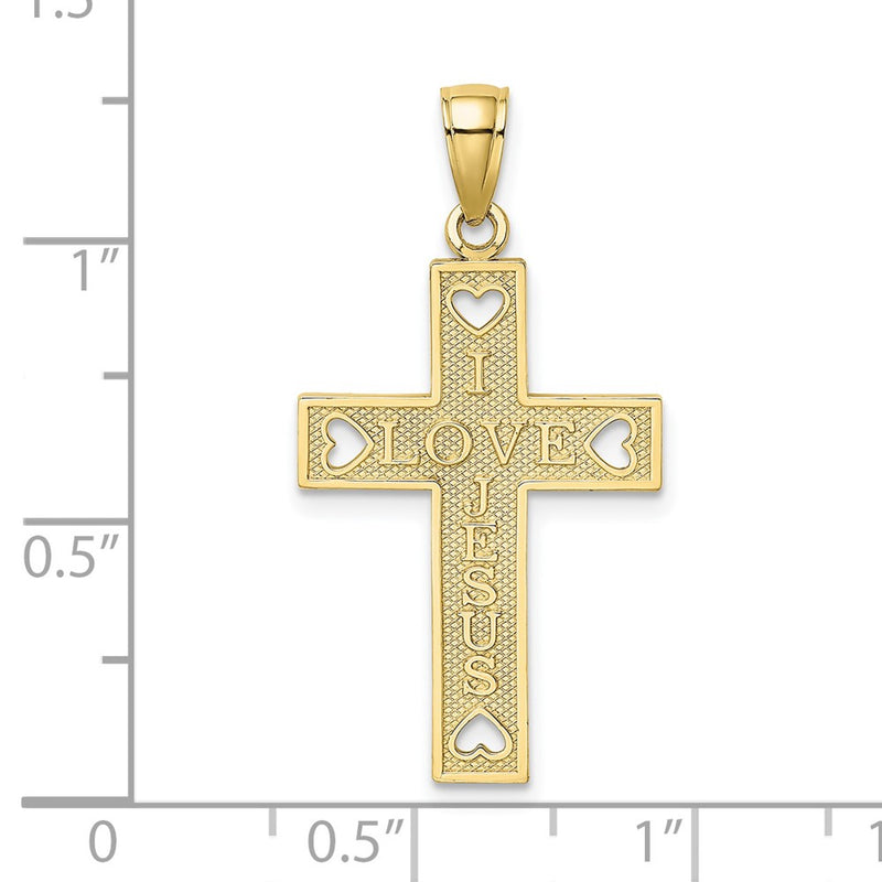 10K  I LOVE JESUS  Cross w/ Hearts Charm-10K8552