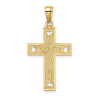 10K  I LOVE JESUS  Cross w/ Hearts Charm-10K8552