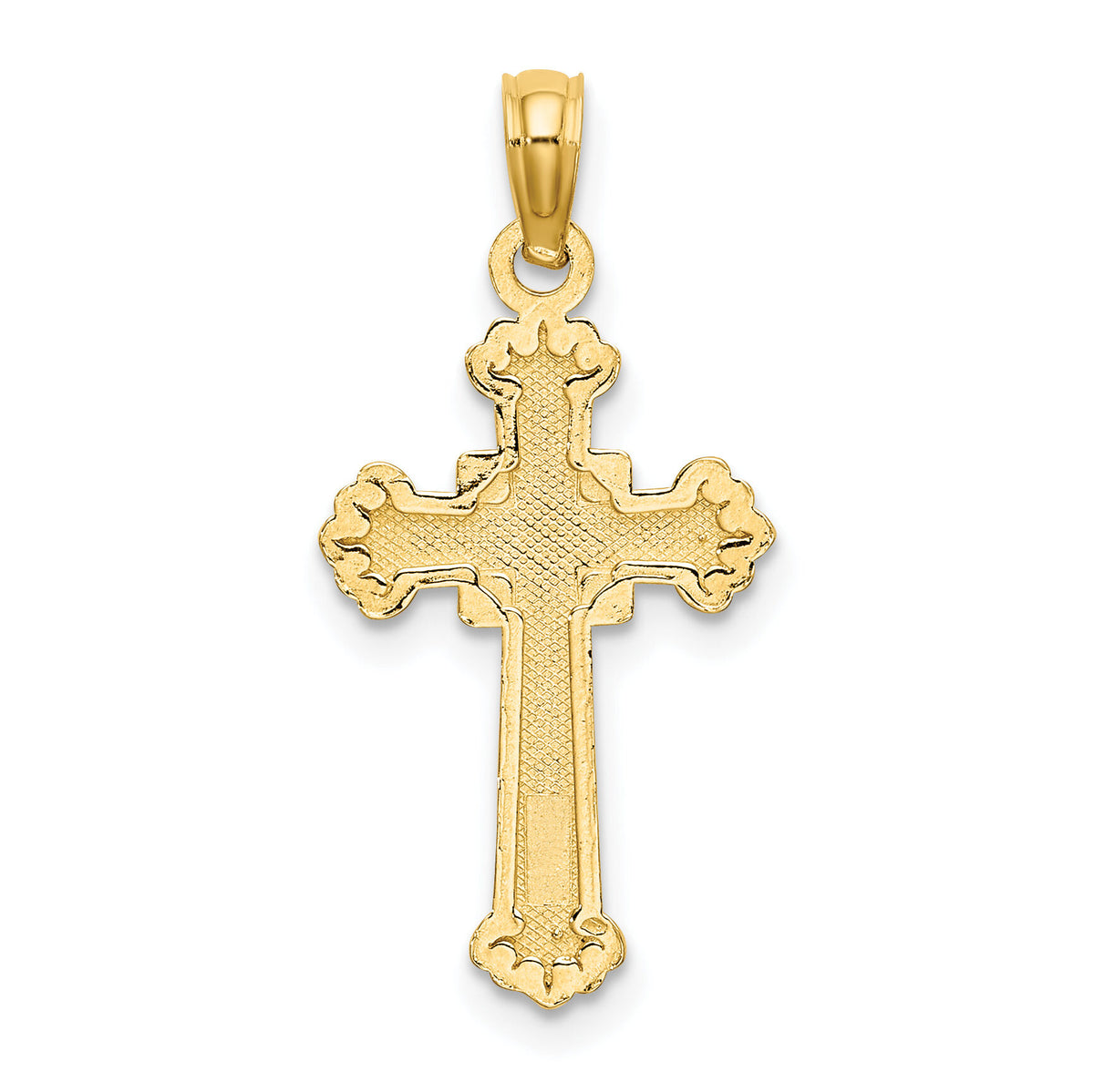 10K Textured Leaves On Edges Cross Charm-10K8556