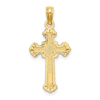 10K Textured Leaves On Edges Cross Charm-10K8556
