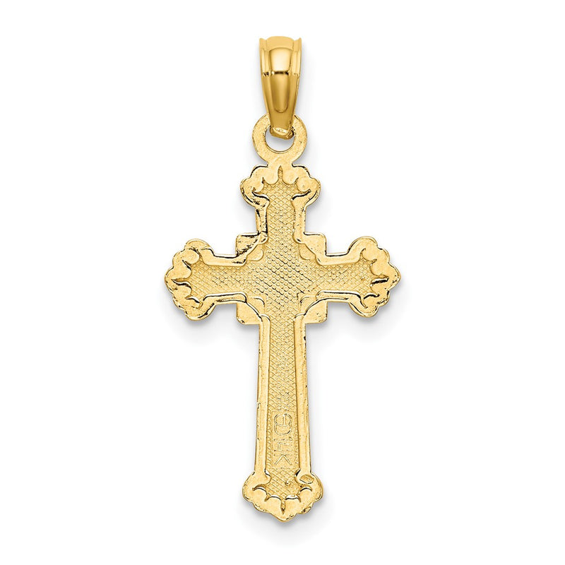 10K Textured Leaves On Edges Cross Charm-10K8556