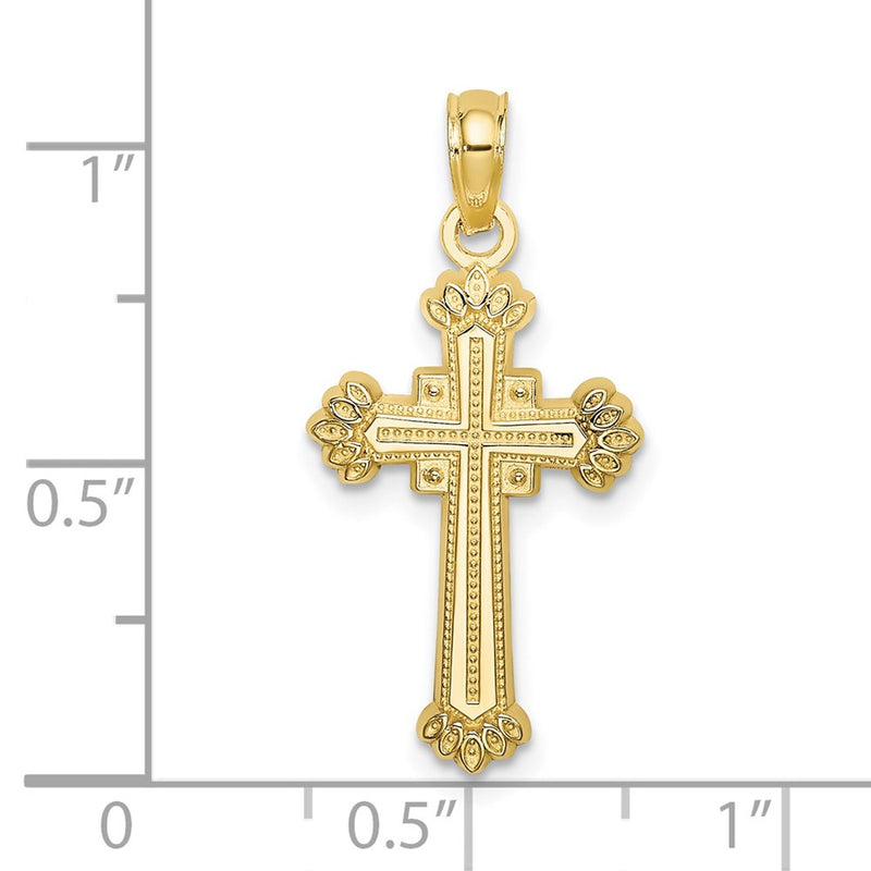 10K Textured Leaves On Edges Cross Charm-10K8556