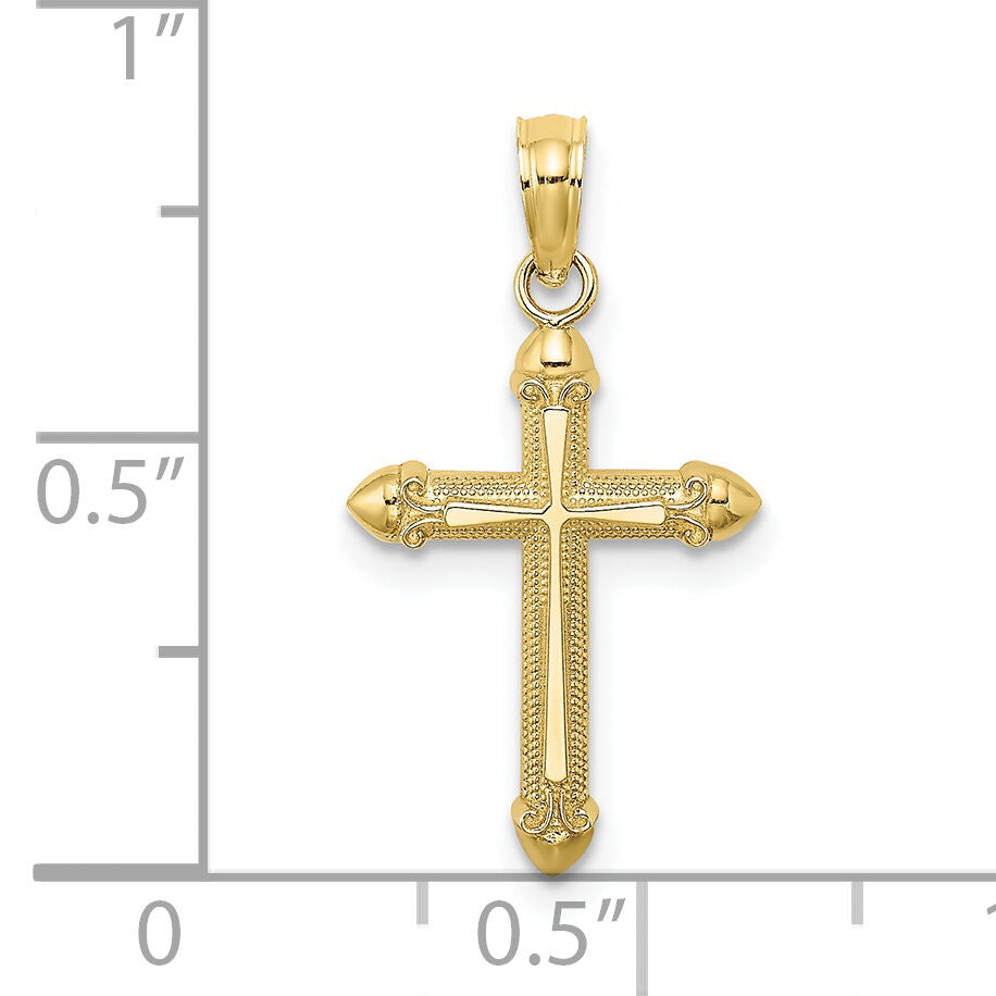 10K Polished w/ Scroll Design Cross Charm-10K8560