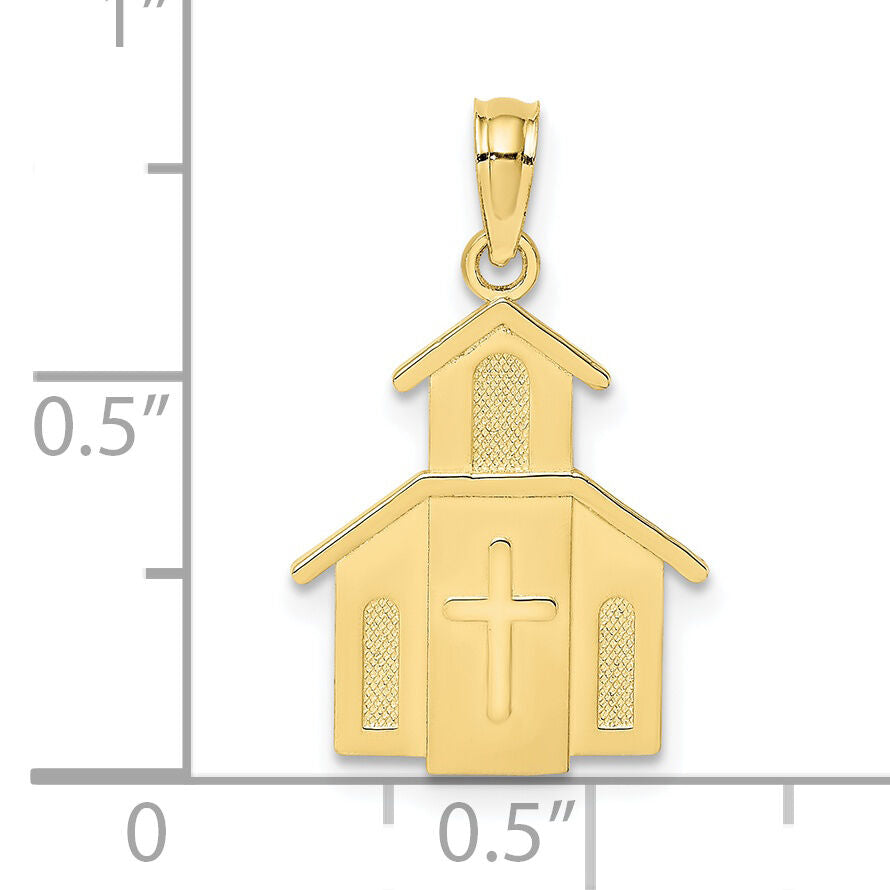 10K Church w/ Cross On Door Charm-10K8561