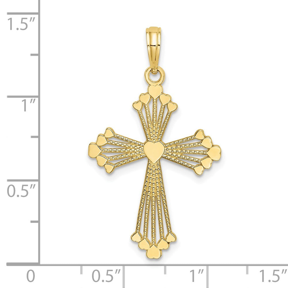 10K Cross w/ Heart Center Charm-10K8562