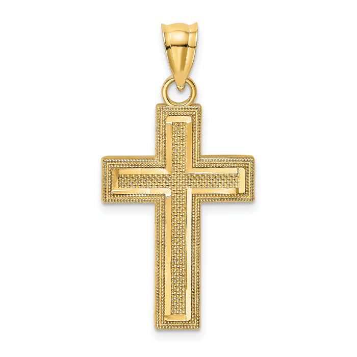 10K D/C Block Cross Charm-10K8567