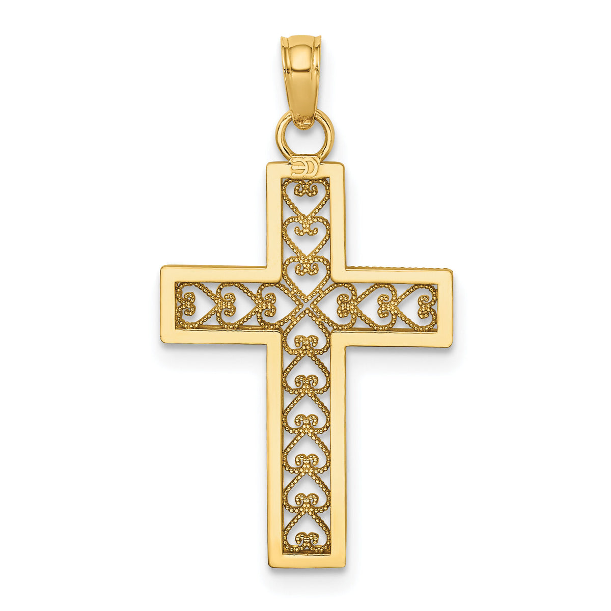 10k D/C Filigree Cross Pendant-10K8568
