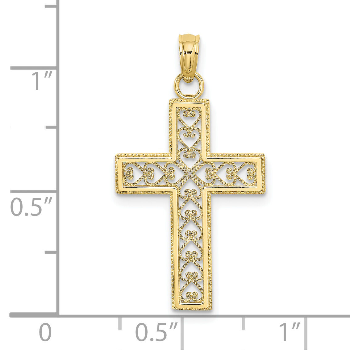 10k D/C Filigree Cross Pendant-10K8568
