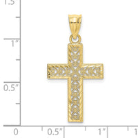 10K D/C Edge and Filigree Center Cross Charm-10K8569