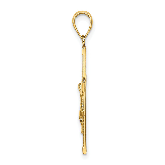 10K Polished and Textured Crucifix Charm-10K8584