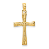 10K D/C Textured Cross Charm-10K8591