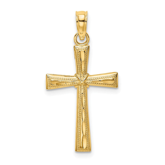 10K D/C Textured Cross Charm-10K8591