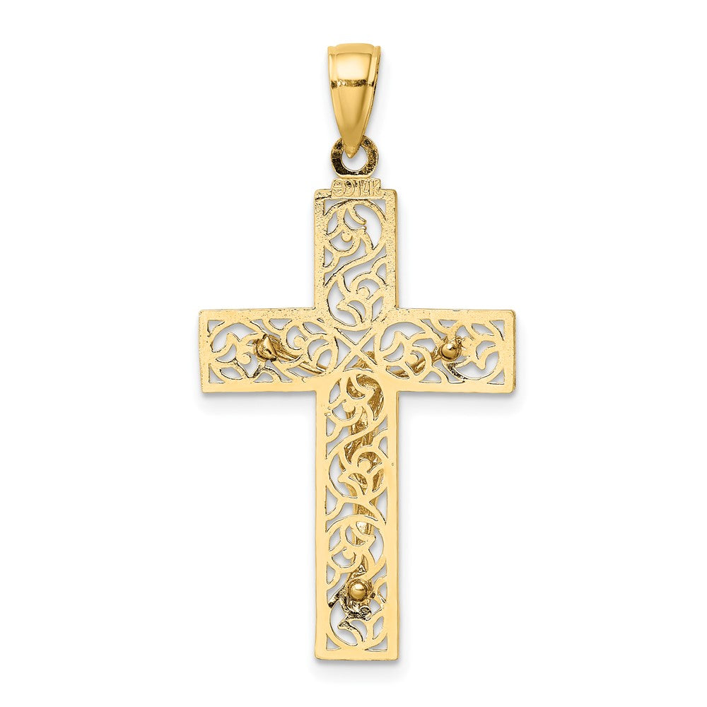 10K Textured Swirl Design Crucifix Charm-10K8598