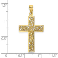 10K Textured Swirl Design Crucifix Charm-10K8598