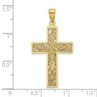 10K Textured Swirl Design Crucifix Charm-10K8598