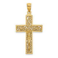 10K Textured Swirl Design Crucifix Charm-10K8598