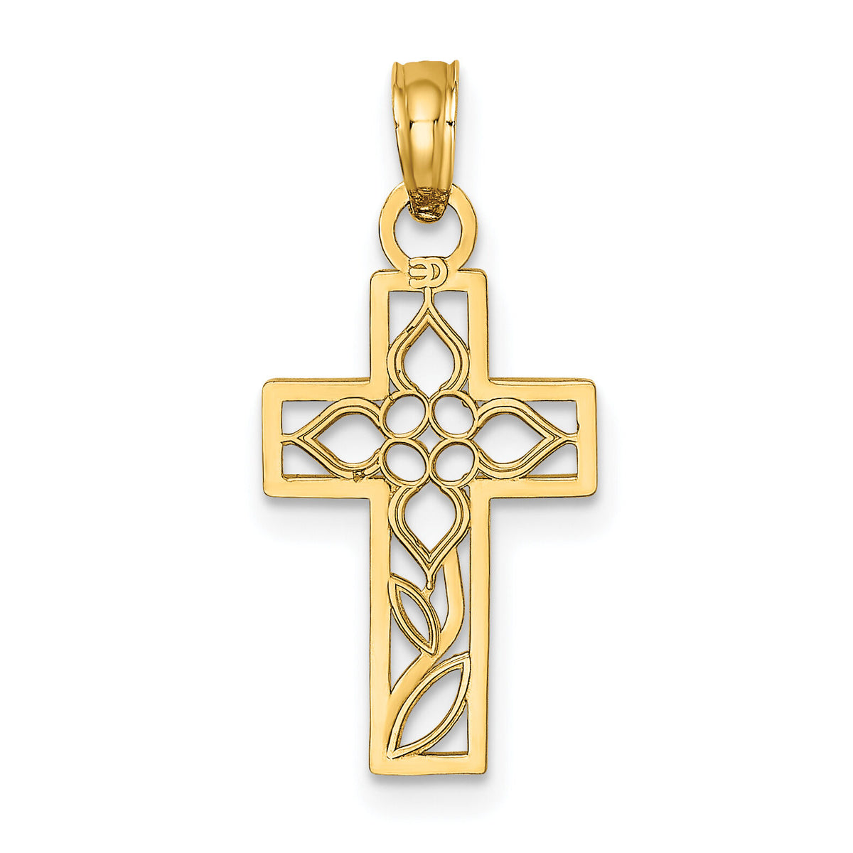 10K Flower In Cross Charm-10K8599