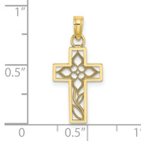 10K Flower In Cross Charm-10K8599