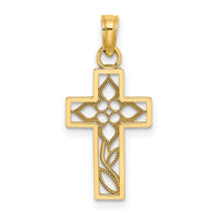 10K Flower In Cross Charm-10K8599