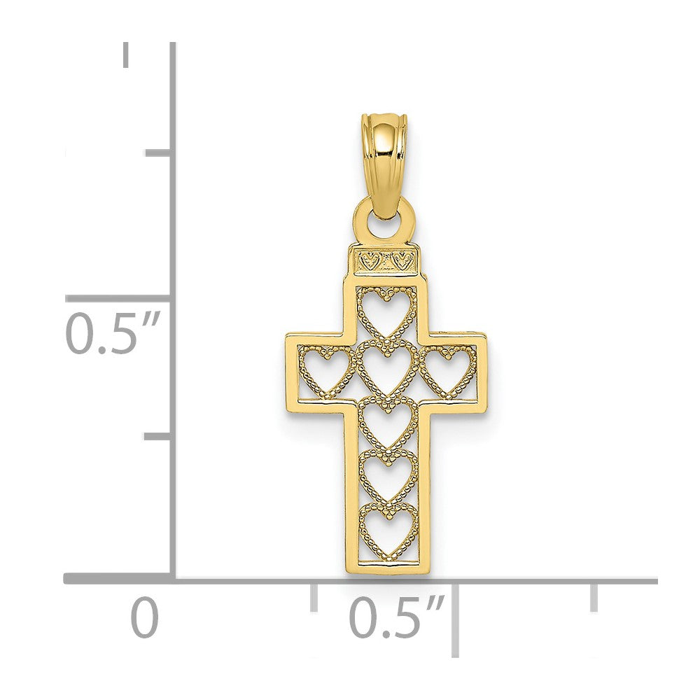 10K Cut-Out Heart Design Cross Charm-10K8601