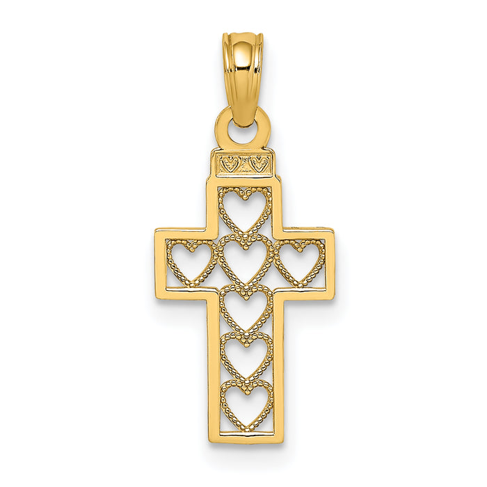 10K Cut-Out Heart Design Cross Charm-10K8601