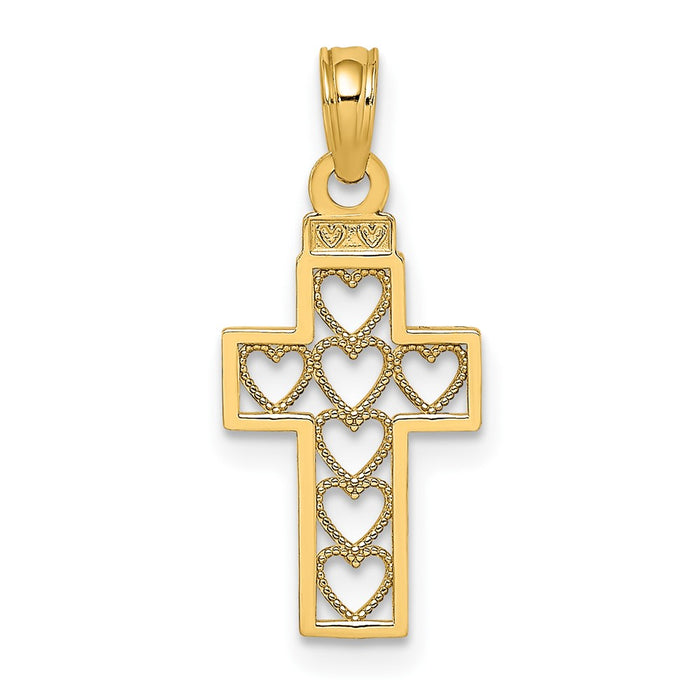 10K Cut-Out Heart Design Cross Charm-10K8601