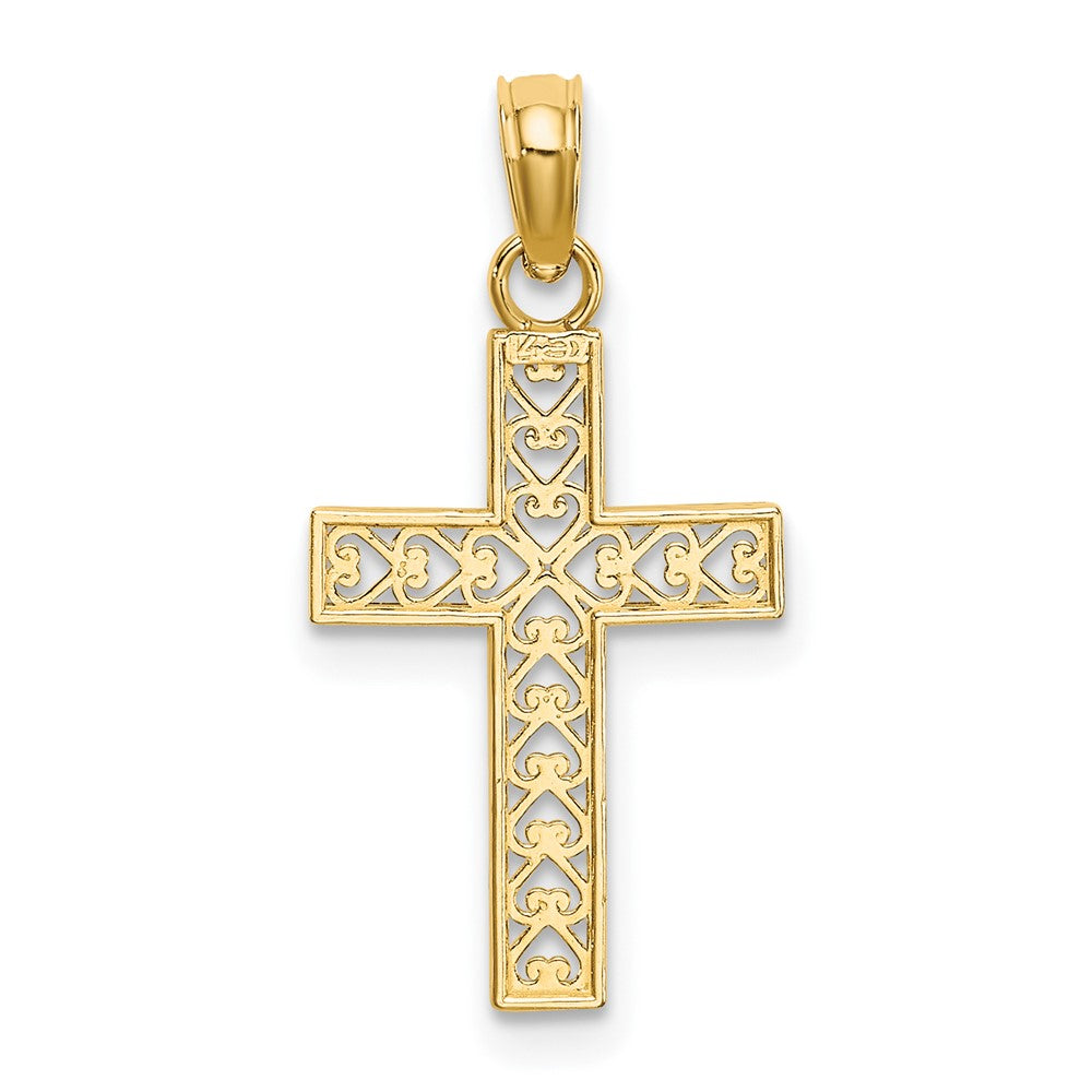 10k D/C Filigree Cross Pendant-10K8602