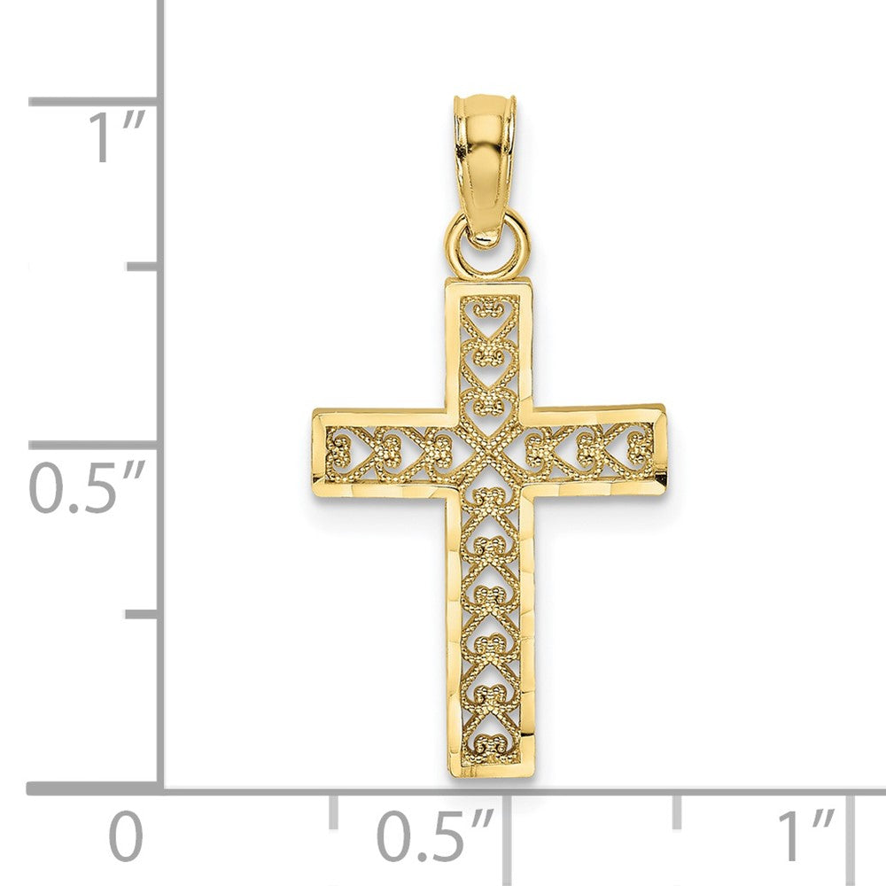 10k D/C Filigree Cross Pendant-10K8602