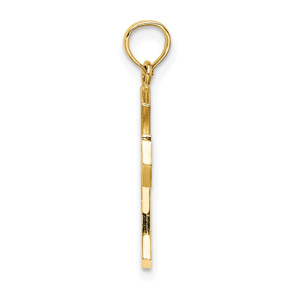 10K Textured Cut-Out Center Cross Charm-10K8603