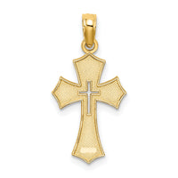 10K Textured Cut-Out Center Cross Charm-10K8603