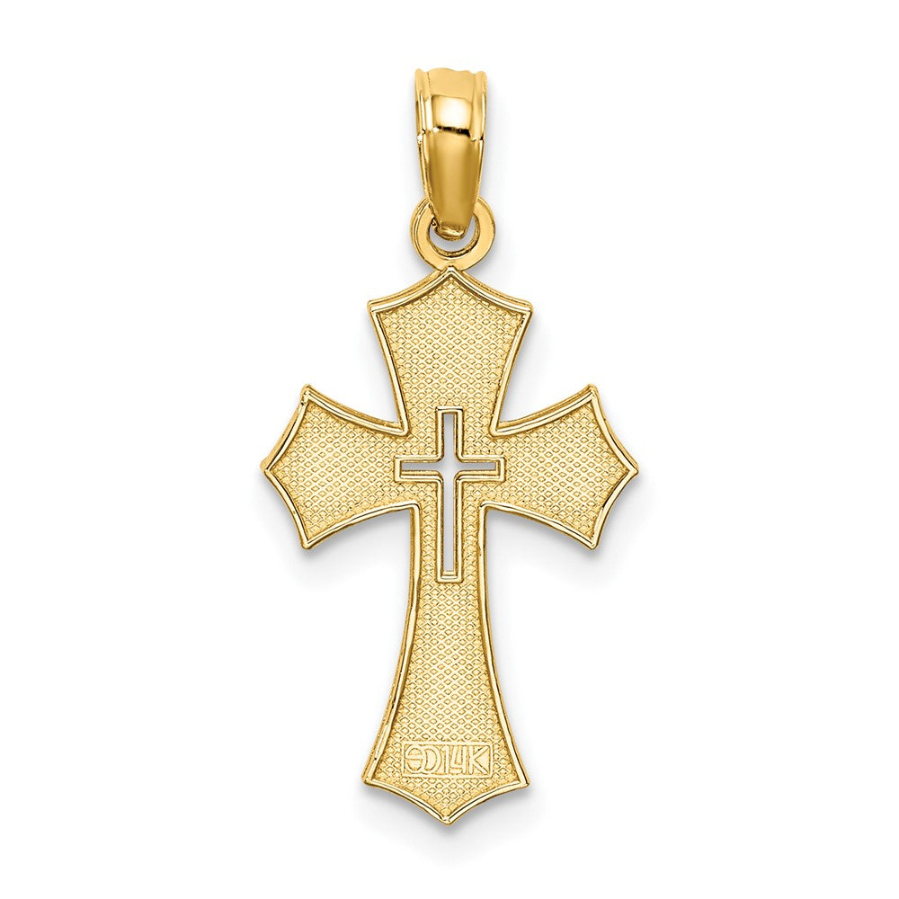 10K Textured Cut-Out Center Cross Charm-10K8603