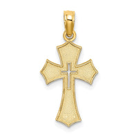 10K Textured Cut-Out Center Cross Charm-10K8603