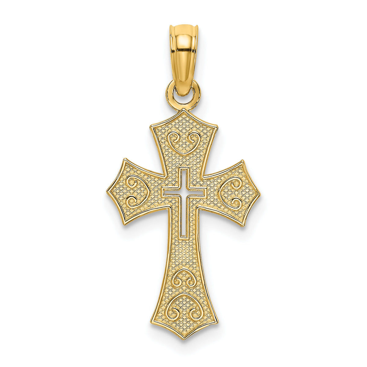 10K Textured Cut-Out Center Cross Charm-10K8603