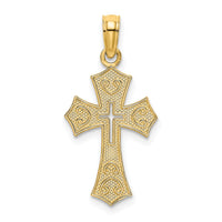 10K Textured Cut-Out Center Cross Charm-10K8603
