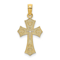 10K Textured Cut-Out Center Cross Charm-10K8603